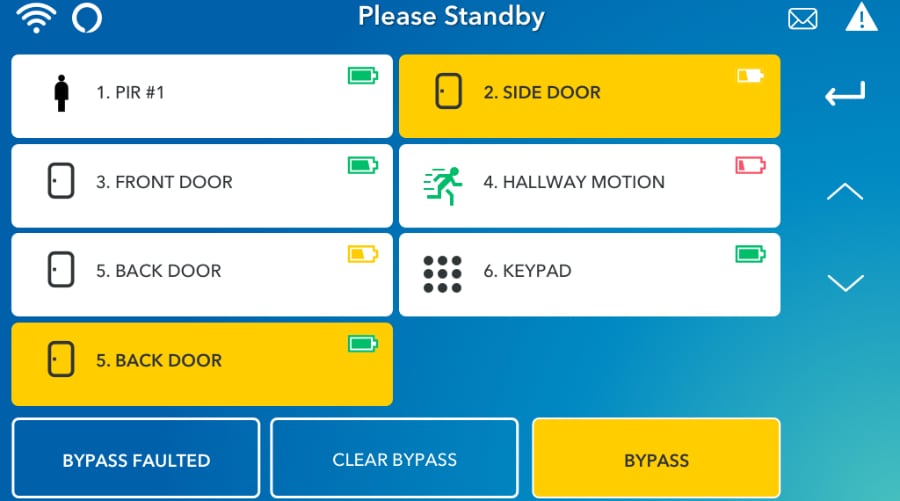 Harrisburg security system command screen.