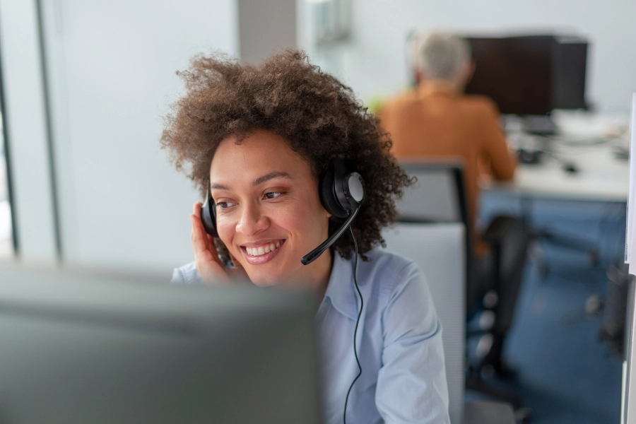 a woman working as a customer service support